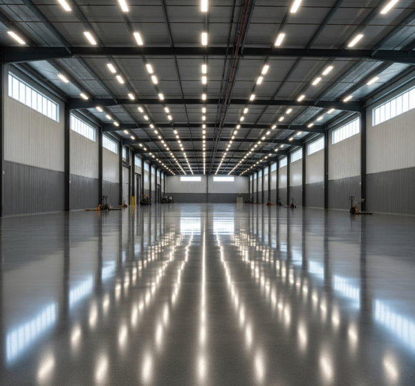 Polished concrete floor in a commercial space